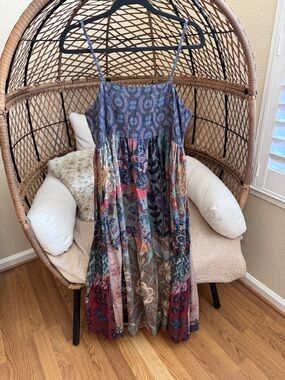Natural Life Bailey Blue Patchwork Maxi Dress Medium